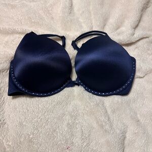 Victorias Secret Navy Blue Bra with Rhinestone Accents